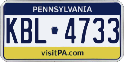 PA license plate KBL4733