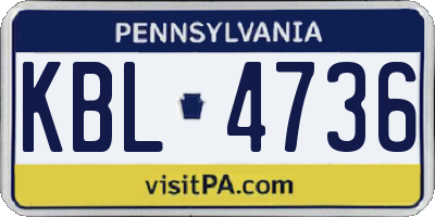 PA license plate KBL4736