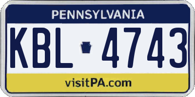 PA license plate KBL4743