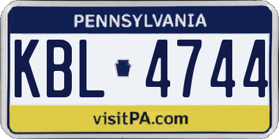 PA license plate KBL4744