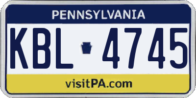 PA license plate KBL4745