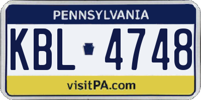 PA license plate KBL4748