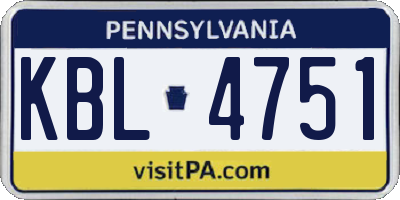 PA license plate KBL4751