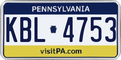 PA license plate KBL4753