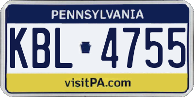 PA license plate KBL4755
