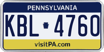 PA license plate KBL4760