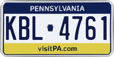 PA license plate KBL4761