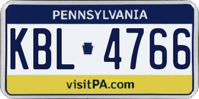 PA license plate KBL4766