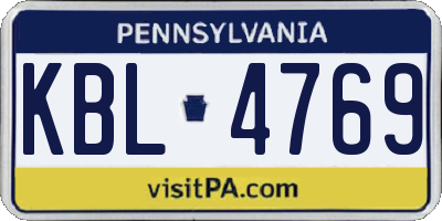 PA license plate KBL4769