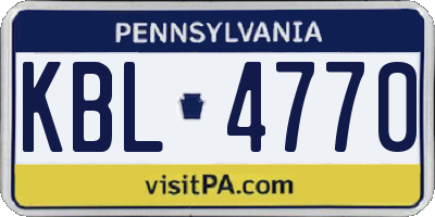 PA license plate KBL4770