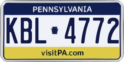 PA license plate KBL4772