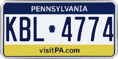 PA license plate KBL4774