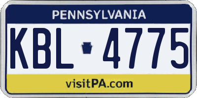 PA license plate KBL4775