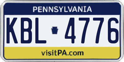 PA license plate KBL4776