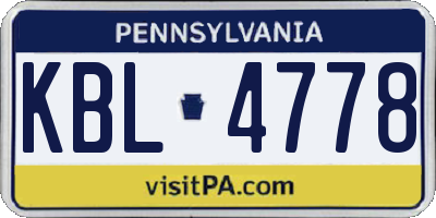 PA license plate KBL4778