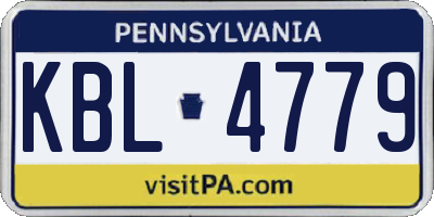 PA license plate KBL4779