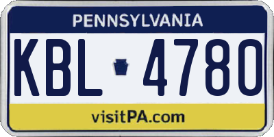 PA license plate KBL4780