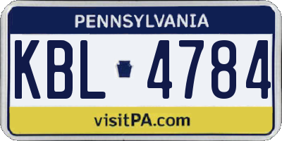 PA license plate KBL4784