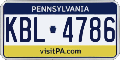 PA license plate KBL4786