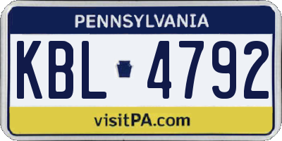 PA license plate KBL4792