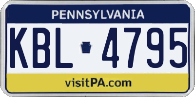 PA license plate KBL4795