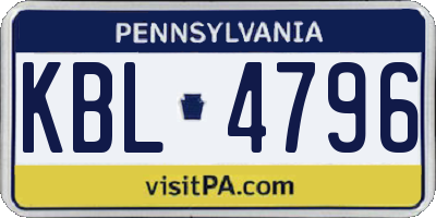 PA license plate KBL4796