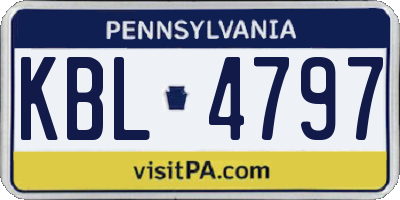 PA license plate KBL4797