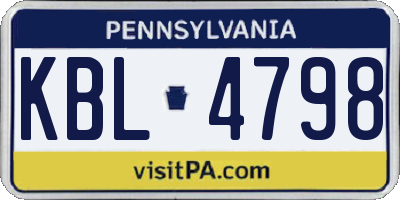 PA license plate KBL4798