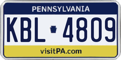 PA license plate KBL4809