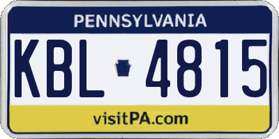 PA license plate KBL4815