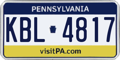 PA license plate KBL4817