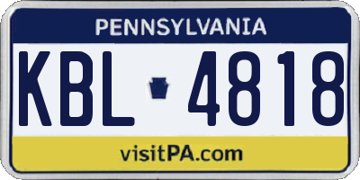 PA license plate KBL4818