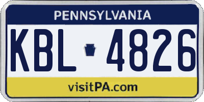PA license plate KBL4826