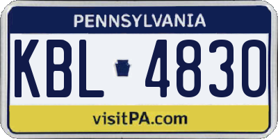 PA license plate KBL4830