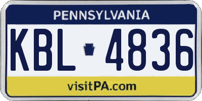 PA license plate KBL4836