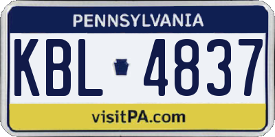 PA license plate KBL4837