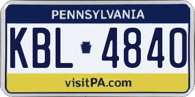 PA license plate KBL4840