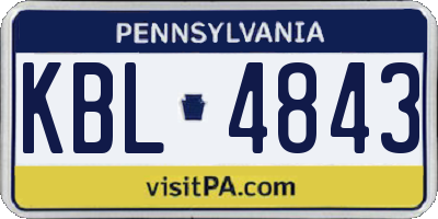 PA license plate KBL4843