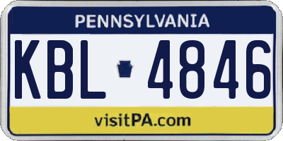 PA license plate KBL4846