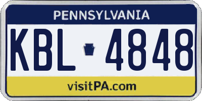 PA license plate KBL4848