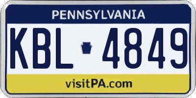 PA license plate KBL4849