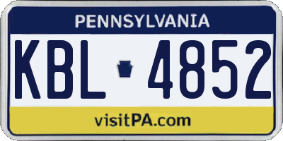 PA license plate KBL4852