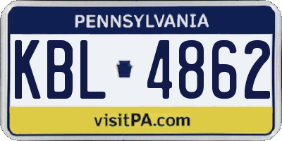 PA license plate KBL4862