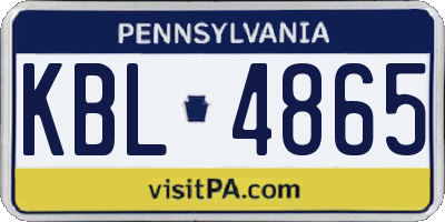 PA license plate KBL4865