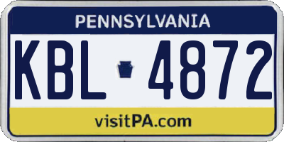 PA license plate KBL4872