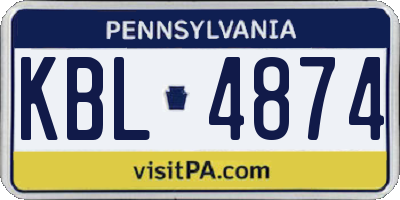 PA license plate KBL4874