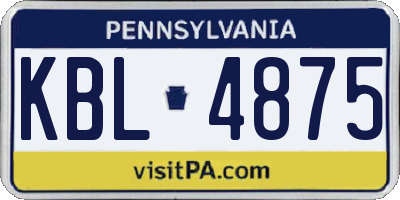 PA license plate KBL4875