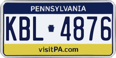 PA license plate KBL4876