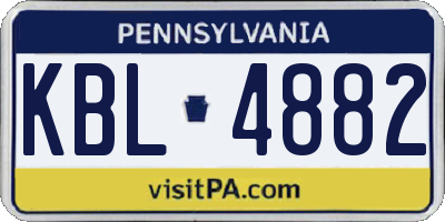 PA license plate KBL4882