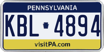 PA license plate KBL4894
